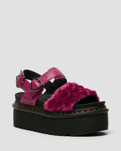 VOSS FLUFFY FAUX FUR PLATFORM SANDALS