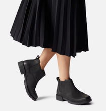 Load image into Gallery viewer, WOMEN’S SOREL EMELIE II CHELSEA WATERPROOF BOOTIE BLACK, SEA SALT
