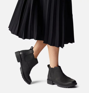 WOMEN’S SOREL EMELIE II CHELSEA WATERPROOF BOOTIE BLACK, SEA SALT