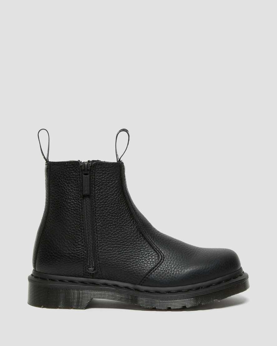 2976 WOMEN'S LEATHER ZIPPER CHELSEA BOOTS BLACK MILLED NAPPA