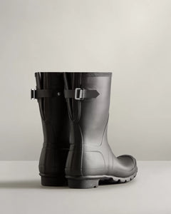 Women's Short Back Adjustable Rain Boots Black