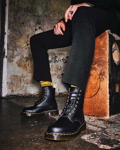 DR MARTEN VEGAN 1460 FELIX LACE UP BOOTS BLACK RUB OFF