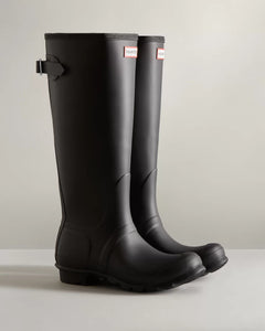 Women's Tall Back Adjustable Rain Boots Black