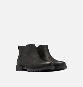 WOMEN’S SOREL EMELIE II CHELSEA WATERPROOF BOOTIE BLACK, SEA SALT