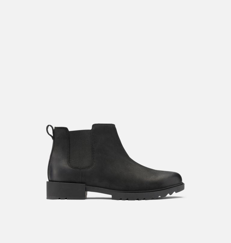 WOMEN’S SOREL EMELIE II CHELSEA WATERPROOF BOOTIE BLACK, SEA SALT